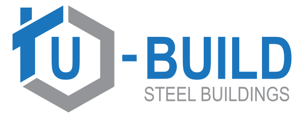 Stanley Steel, Steel Roofing & Siding, Rebar Logo with a stylized blue and gray hexagon, resembling a mesh design, followed by the text "TU-BUILD" in blue and "STEEL BUILDINGS" in gray. Stanley Steel, Steel Roofing & Siding, Rebar